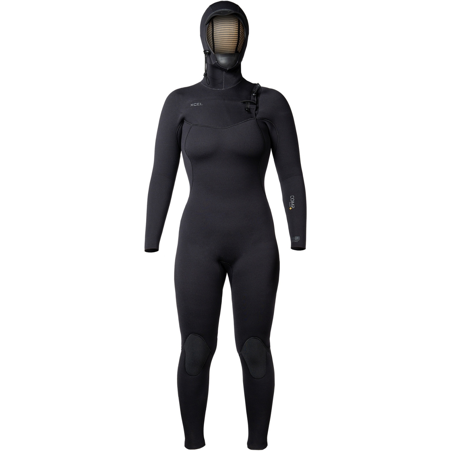 2025 Xcel Da Donna Comp + 5/4mm Con Cappuccio Chest Zip Muta WN54CPH4 - Black